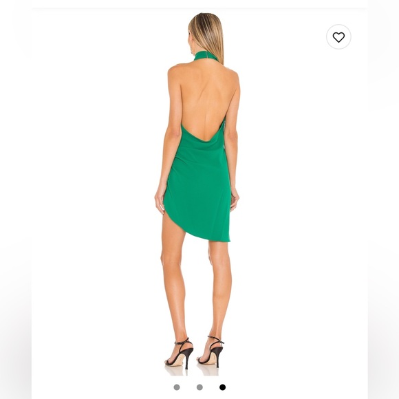 Amanda Uprichard Samba Emerald Halter Asymmetric Mini Dress - Picture 4 of 4